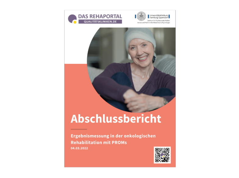 Titelblatt vom Ergebnisbericht PROM's in der Onkologie.